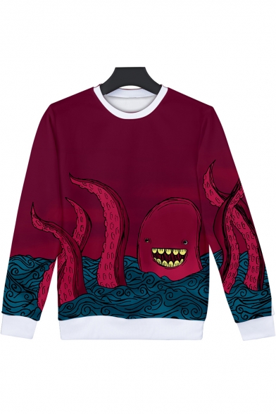 Octopus Series Fashion 3D Printed Round Neck Long Sleeve Unisex Pullover Sweatshirt