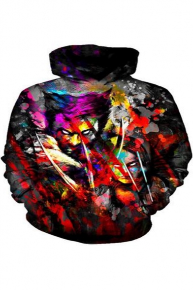 Cool 3D Painting Print Sport Casual Pullover Grey Hoodie