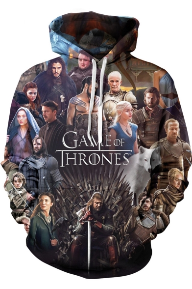 Game of Thrones 3D Figure Pattern Pullover Casual Sport Drawstring Hoodie