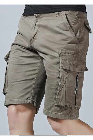 Men's New Stylish Simple Plain Cotton Casual Military Cargo Shorts