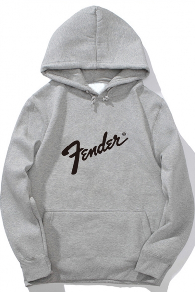 New Trendy Simple Letter FENDER Print Basic Long Sleeve Street Fashion Hoodie
