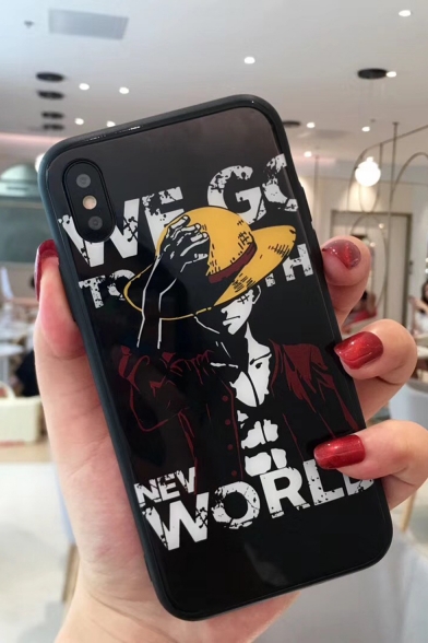 Comic Figure Print Toughened Glass Mobile Phone Case for iPhone