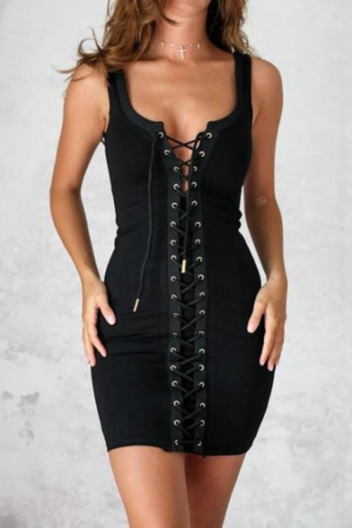 plain black strap dress