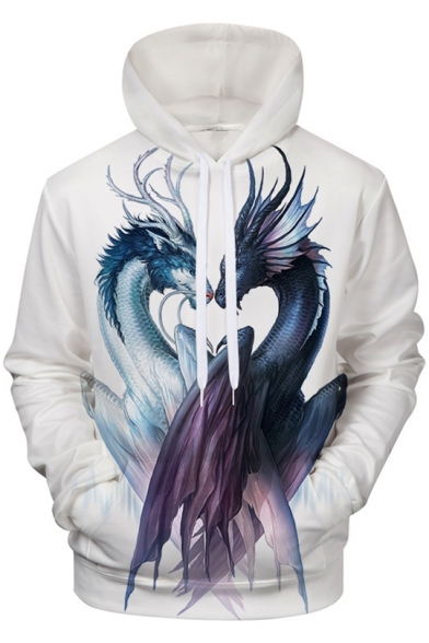 Creative Fashion Double Dragon 3D Printed Unisex Loose Relaxed Hoodie