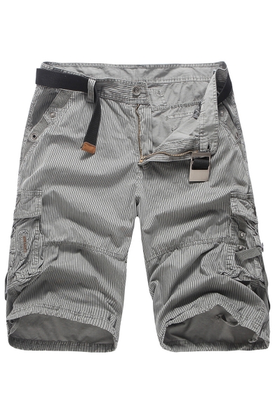 Men's Summer Fashion Vertical Stripe Print Cotton Cargo Shorts