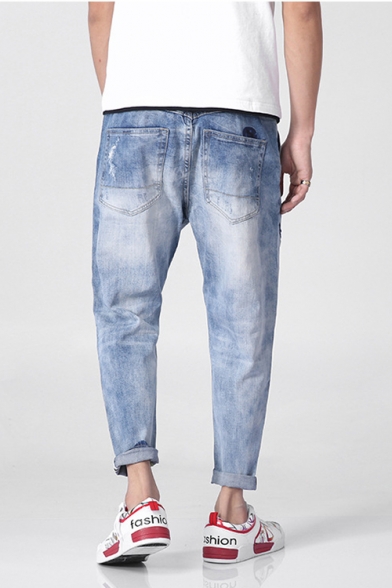 tapered distressed jeans