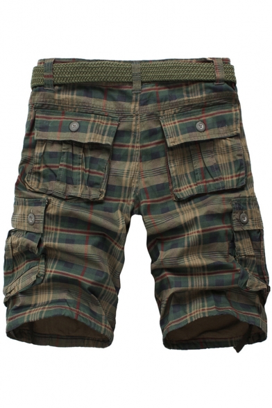 Summer Classic Fashion Plaid Print Men's Casual Cool Military Cargo Shorts