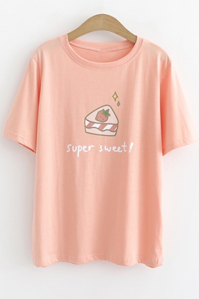 Summer Letter SUPER SWEET Strawberry Sandwich Students Short Sleeve T-Shirt