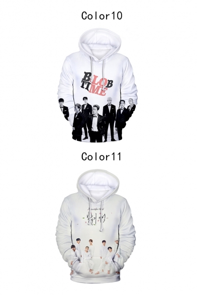 Boy Band New Fashion 3D Figure Letter Logo Printed Basic Long Sleeve Pullover Casual Hoodie