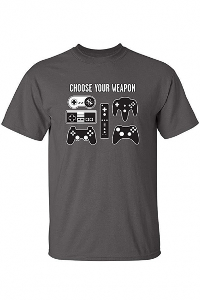 Funny Letter CHOOSE YOUR WEAPON Game Console Print Summer Basic Graphic Tee