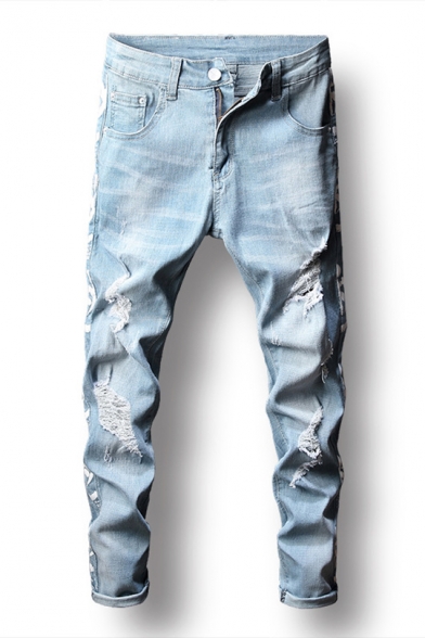 Light Blue Ripped Jeans Boys For Sale Off 76