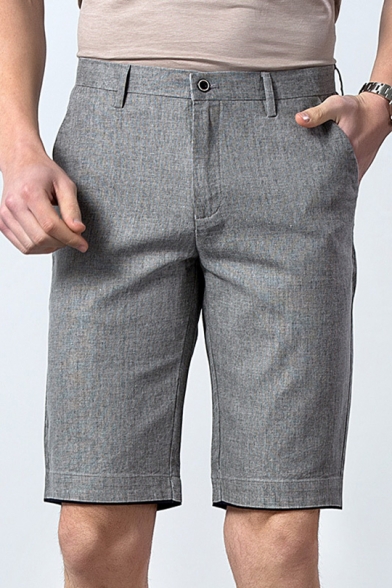 Men's New Fashion Simple Plain Summer Comfortable Linen Suit Shorts Dress Shorts
