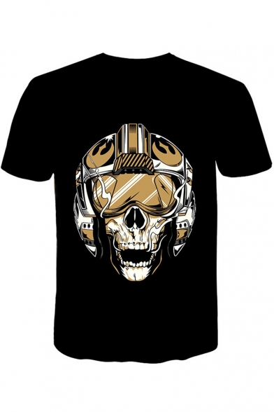 Star Wars Darth Vader Skull Printed Basic Short Sleeve Black T-Shirt
