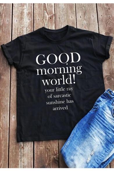 Fashion Street Letter GOOD MORNING WORLD Unisex Relaxed T-Shirt