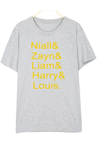 Funny Letter NIALL ZAYN LIAM HARRY LOUIS Unisex Casual Loose T-Shirt