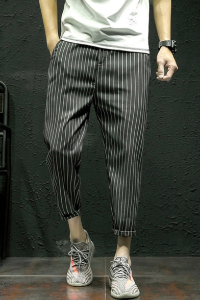 black and white vertical striped pants mens