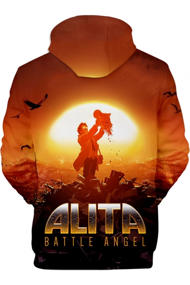 Alita Battle Angel Popular Long Sleeve Relaxed Fit Hoodie in Orange