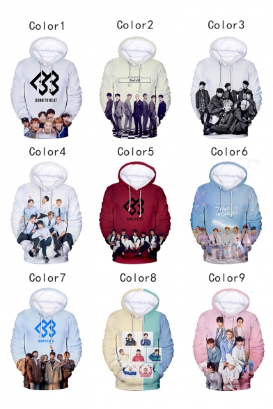 Boy Band New Fashion 3D Figure Letter Logo Printed Basic Long Sleeve Pullover Casual Hoodie