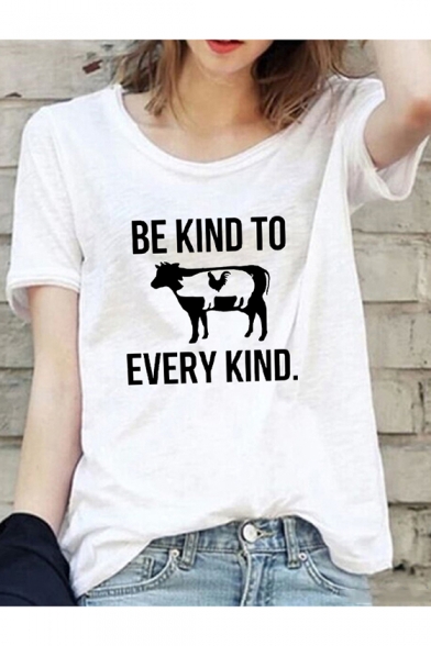 Funny Letter BE KIND TO EVERY KIND Summer Loose Relaxed Cotton T-Shirt