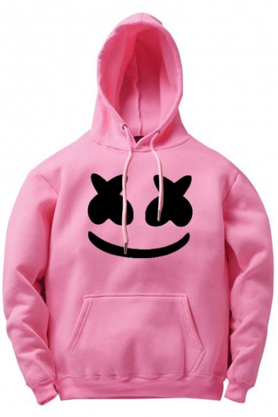 Marshmello Smile Face Printed Long Sleeve Casual Loose Hoodie