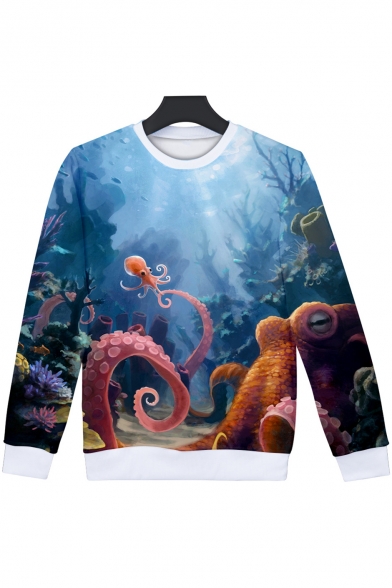 Octopus Series Fashion 3D Printed Round Neck Long Sleeve Unisex Pullover Sweatshirt