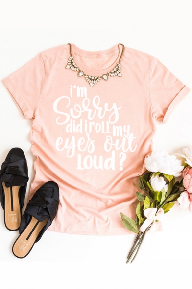 Street Fashion Letter I'M SORRY Printed Short Sleeve Casual T-Shirt