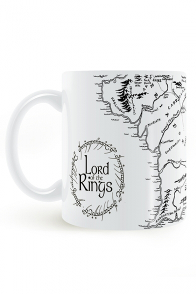 The Lord Of Rings Map Pattern White Porcelain Mug Cup 8.2*9.6cm