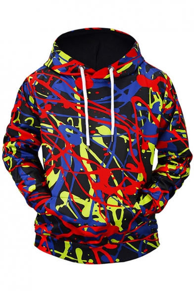Cool Unique 3D Graffiti Printed Long Sleeve Sport Casual Pullover Drawstring Hoodie