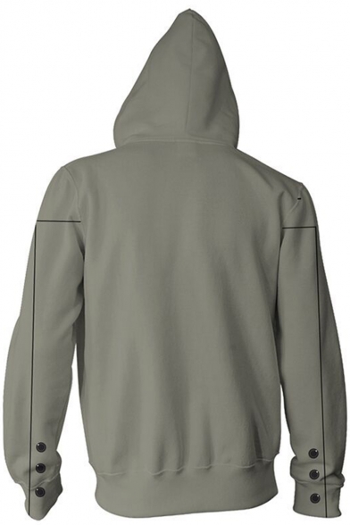 Persona Cosplay Costume 3D Blazer Printed Long Sleeve Zip Up Grey Hoodie
