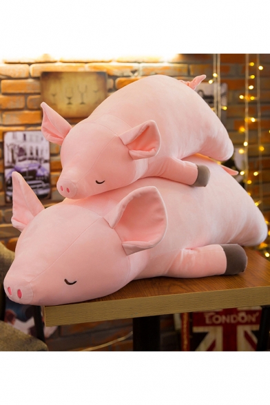 Plush Sleeping Pig Doll Toy Super Soft Stuffed Piggy Pet Pillows for Room Decoration Pink 80cm