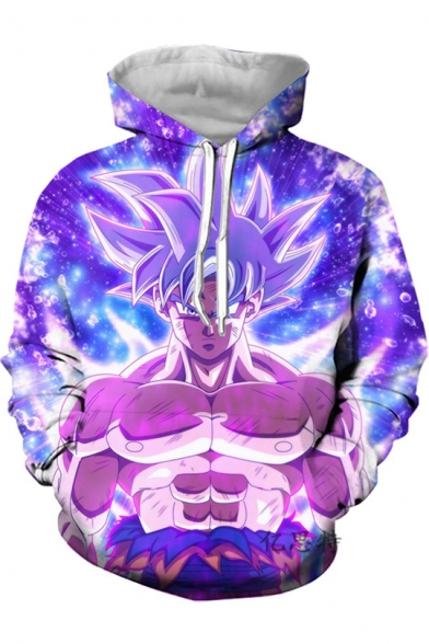 Comic Character 3D Printed Sport Relaxed Fit Purple Hoodie