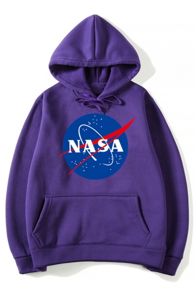 New Stylish Letter NASA Printed Long Sleeve Graphic Unisex Hoodie