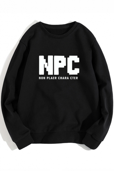 NPC Fashion Letter Printed Round Neck Long Sleeve Loose Leisure Sweatshirt