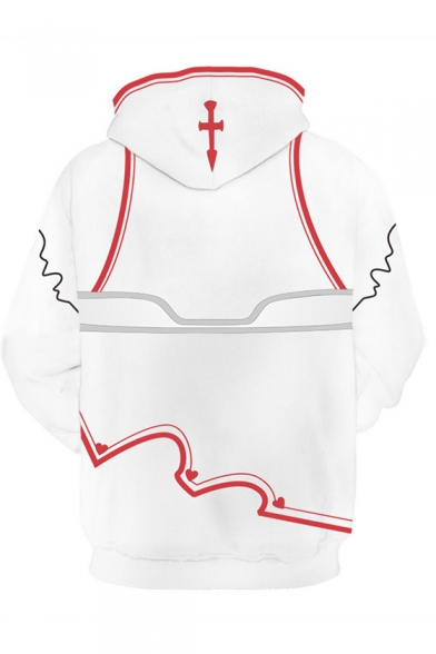 Cosplay Costume Pullover Loose Casual White Drawstring Hoodie