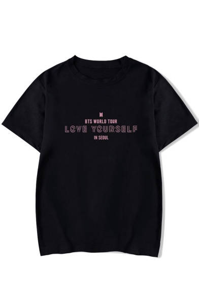 Boy Band Popular World Tour LOVE YOURSELF Letter Print Loose Relaxed Unisex T-Shirt