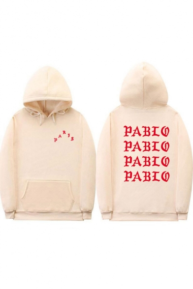 Cool Street Letter PABLO Printed Long Sleeve Unisex Loose Casual Pullover Hoodie