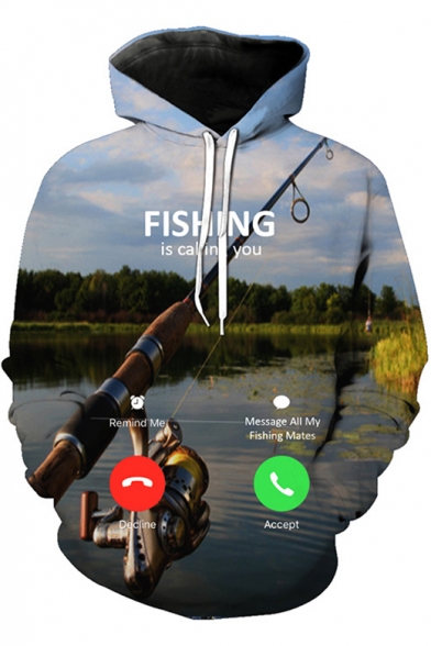 FISHING IS CALLING YOU Funny 3D Printed Long Sleeve Unisex Pullover Hoodie