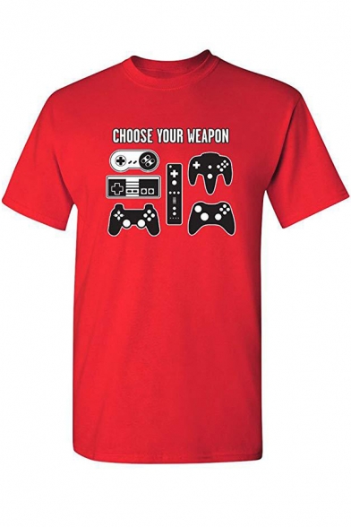 Funny Letter CHOOSE YOUR WEAPON Game Console Print Summer Basic Graphic Tee