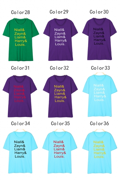 Funny Letter NIALL ZAYN LIAM HARRY LOUIS Unisex Casual Loose T-Shirt