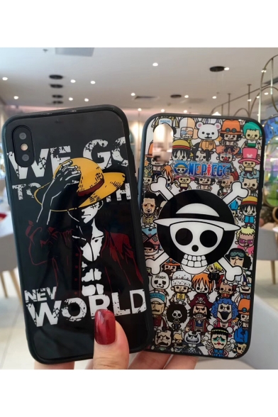 Comic Figure Print Toughened Glass Mobile Phone Case for iPhone