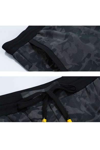 Summer New Fashion Camo Printed Drawstring Waist Casual Loose Sport Active Shorts for Men