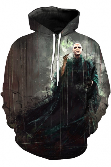 Harry Potter Lord Voldemort 3D Printed Long Sleeve Casual Sport Loose Fit Green Hoodie