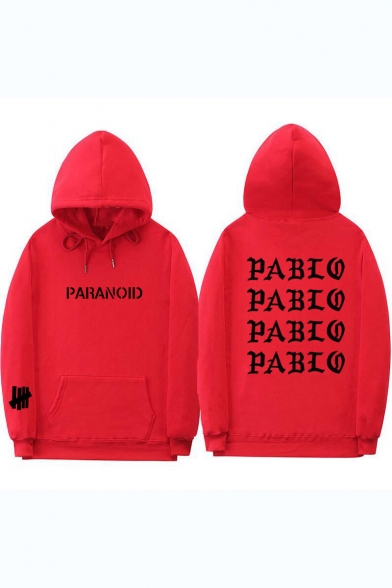 Kanye Cool Street Letter PARANOID PABLO Pattern Long Sleeve Sport Casual Hoodie