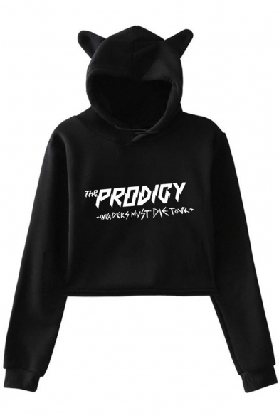 

Keith Flint THE PRODIGY Womens Cute Cat Ear Long Sleeve Cropped Hoodie, LM508044, Black;pink;white;gray;navy