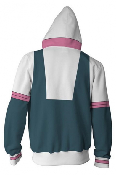 Cool 3D Colorblock Cosplay Costume Full Zip Fitted White Hoodie