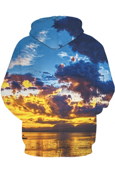 New Stylish Cloud Sky 3D Printed Relaxed Fit Blue Hoodie