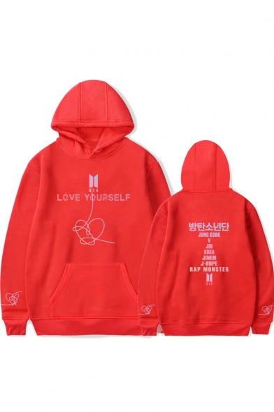 Boy Band Popular LOVE YOURSELF Letter Logo Printed Long Sleeve Casual Loose Hoodie