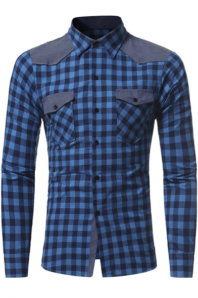 plaid flap pocket button up overshirt
