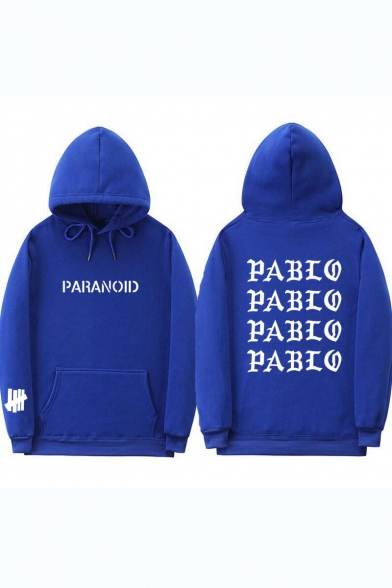 Kanye Cool Street Letter PARANOID PABLO Pattern Long Sleeve Sport Casual Hoodie