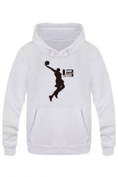 American Basketball Player Basic Long Sleeve Loose Fit Casual Graphic Hoodie